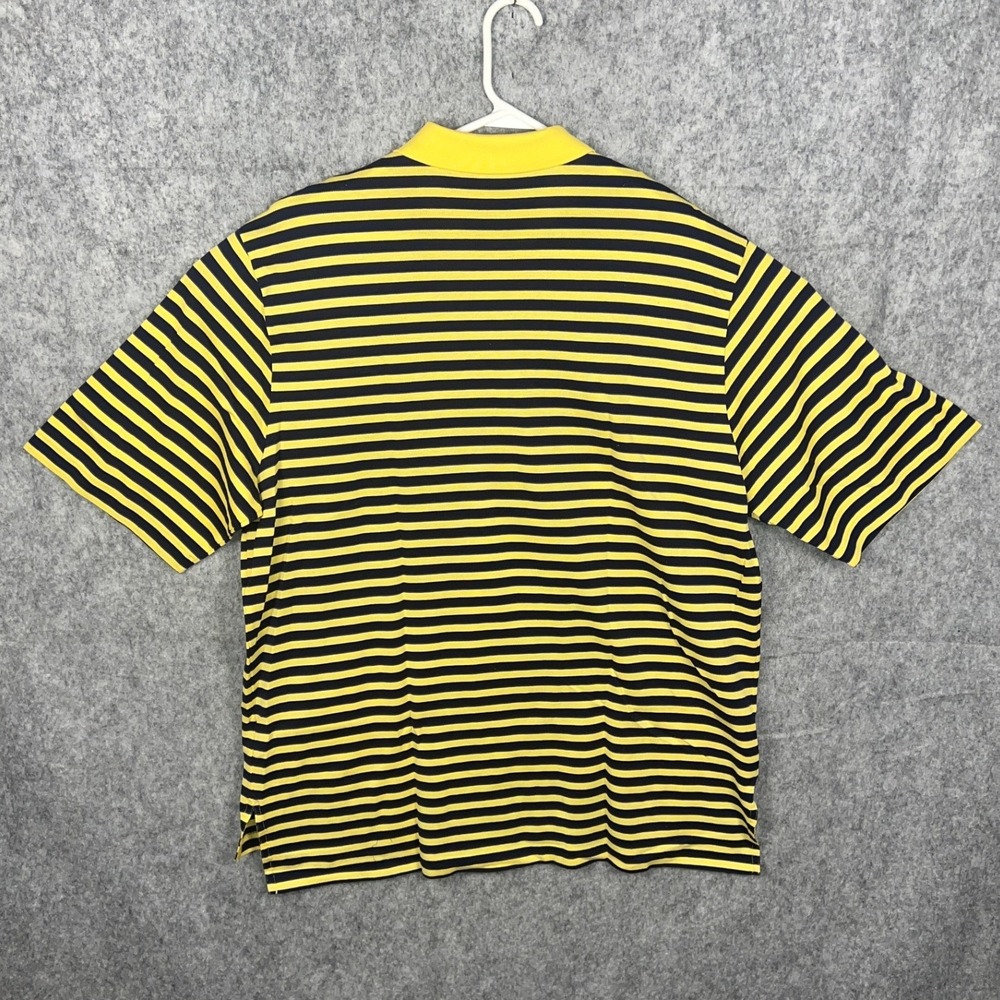 Polo Golf Ralph Lauren Men's XL Yellow Navy Blue Striped Pima Cotton Polo Shirt - Picture 3 of 7